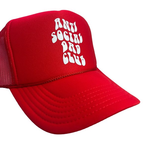 OTTO Accessories New Vintage Style Anti Social Dad Club Red Trucker
